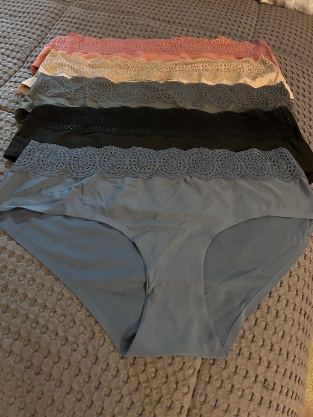 sophie b. Lace-Trim Seamless Panties Pack - Blue, Black, Gray, Cream, Pink